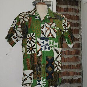 Waltah Clarke's Hawaiian Vintage Cotton Abstract Shirt Size M Medium Pocket